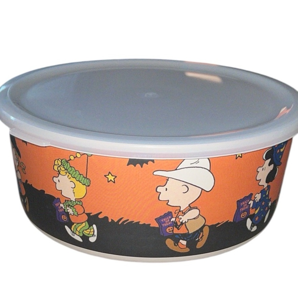 Peanuts Bamboo Large Round Storage Container - Picture 6 of 8